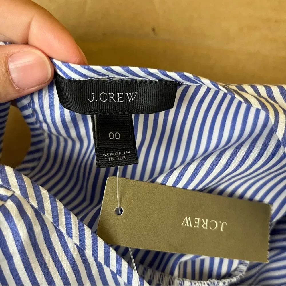 J. Crew Stripe Cotton Poplin Top NWT Size 00